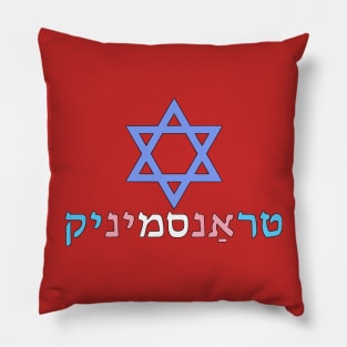 Transgender (Yiddish w/ Mogen Dovid and Trans Pride Colors) Pillow