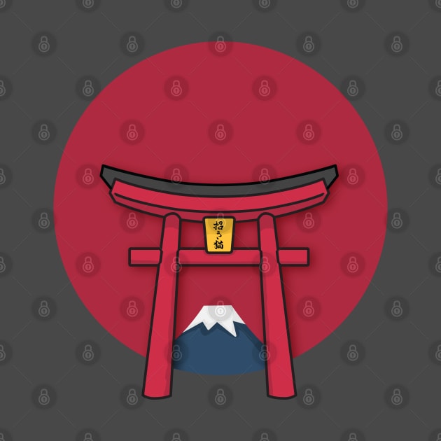 Torii with sun and mont fuji by Cerealbox Labs