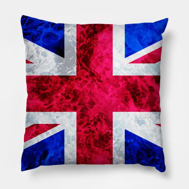 Flag of the United Kingdom – Ocean Waves Pillow by DrPen