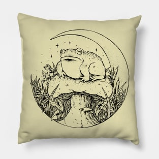 Cottagecore chonky frog (B&W) Pillow