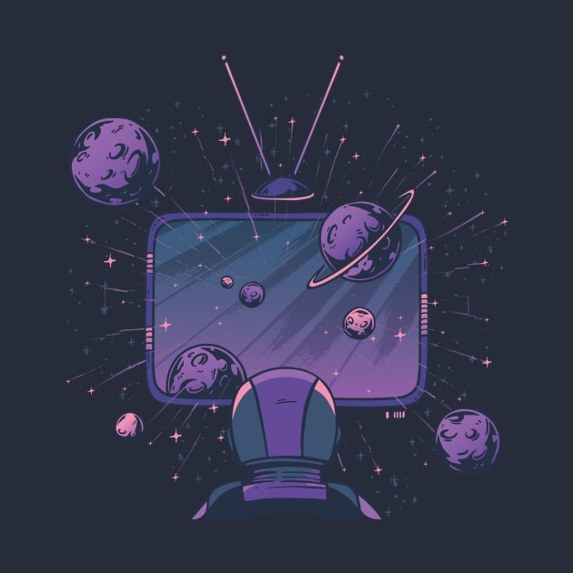 Greatest Show Off Earth // Space Cadet Watching TV in Outer Space // Cool Outer Space Illustration by SLAG_Creative