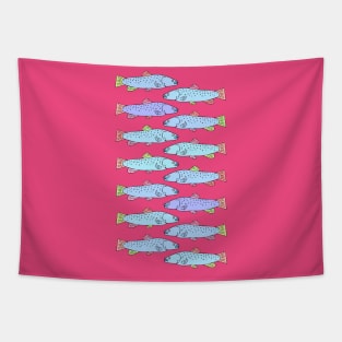 Colorful and Cute Trout Pattern on Pink Tapestry