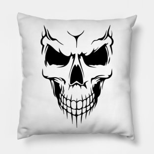 Tribal Skull Black Pillow