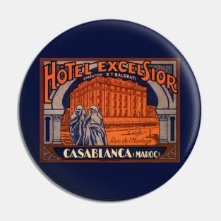 Vintage Travel Poster, Hotel Excelsior, Casablanca, Morocco Pin