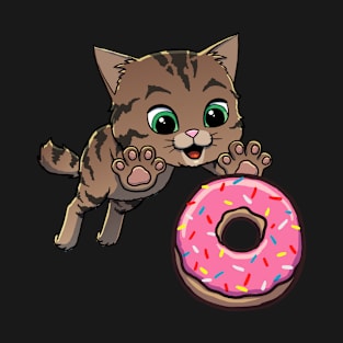 American Bobtail Cat excited to eat a donut T-Shirt