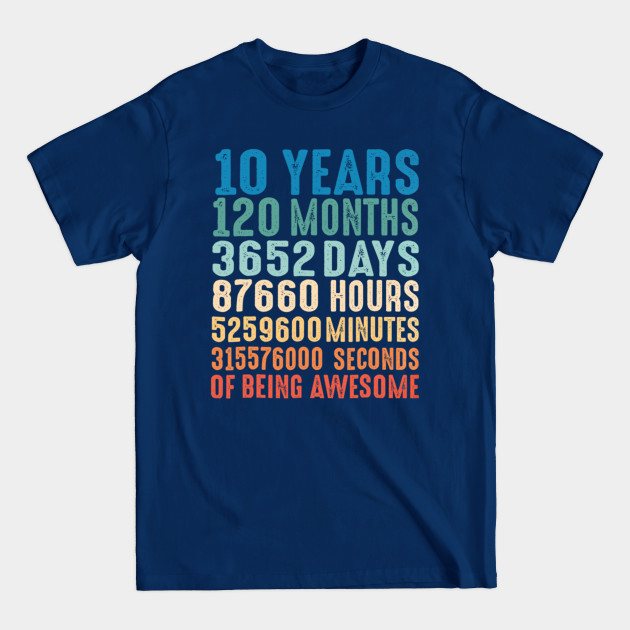 Disover 10 Years Old 10th Birthday Vintage Retro 120 Months Tshirt - 10 Years Old 10th Birthday Vintage Retr - T-Shirt