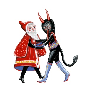 Father Christmas and Krampus dancing T-Shirt