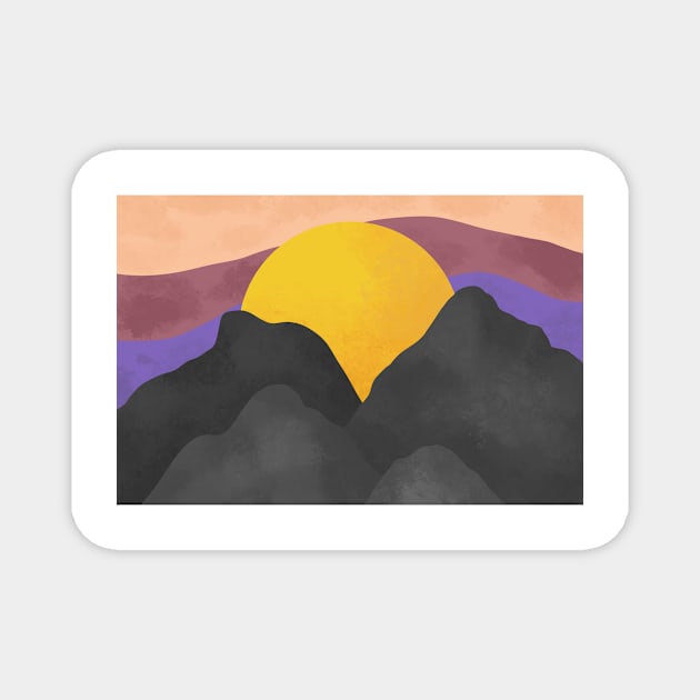 Mountain Sunset Magnet by Reeseworks