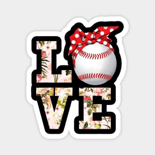 Summer Women Girls Love Baseball Shirt Floral Mothers Day Magnet