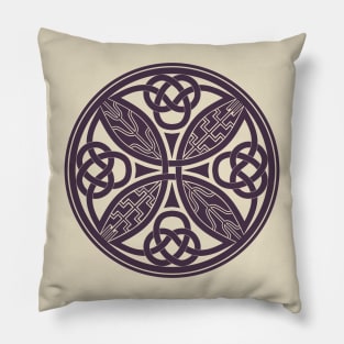 Book of Durrow Celtic Cross Purple Pillow