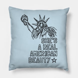 She's A Real American Beauty: Patriotic Statue Of Liberty Sketch Pillow