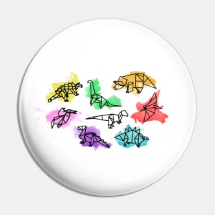 Origami Watercolor Dinosaurs Pin