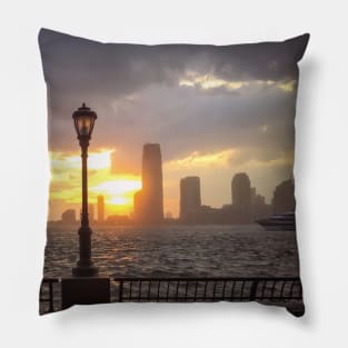 Battery Park Sunset Skyline Manhattan NYC Pillow