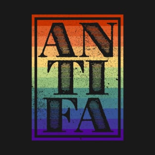 AntiFa Gay Pride Vintage Distressed T-Shirt