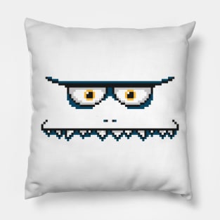 blue pixel face monster Pillow