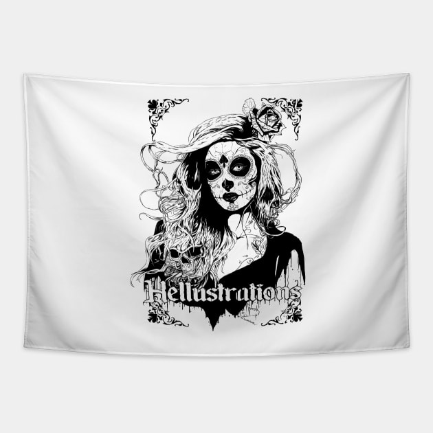 Day of the dead girl Tapestry by Hellustrations