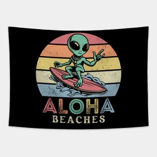 Alien Surfer Aloha Beaches Tapestry