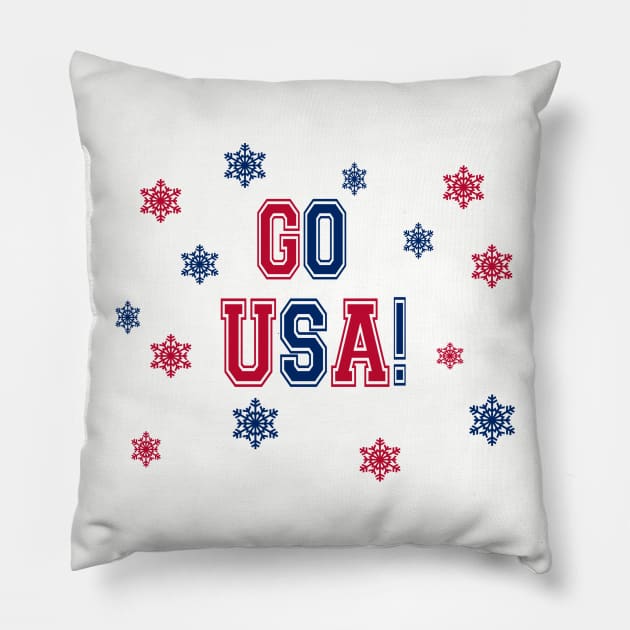 Olympic Winter Games - Go USA! Pillow by Huschild