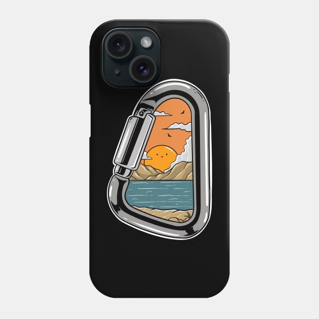 Sunset Climbing: Carabiner Design for Adventurers Phone Case by Artthree Studio