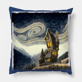 Starry Night Above The Shrieking Shack Pillow