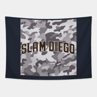 slam diego curve path blue army pattern 2 Tapestry