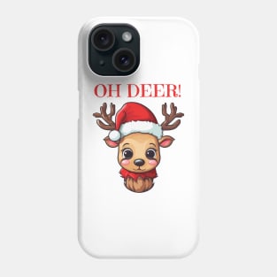 Cute Christmas deer with Santa hat Phone Case