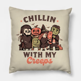 Chilling With My Creeps - Cute Funny Evil Halloween Gift Pillow