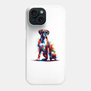 Vibrant Boxer Dog in Abstract Splash Art Style Phone Case