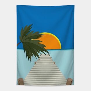 A pier on a paradise beach Tapestry