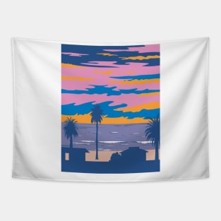 Moonlight State Beach in Encinitas California WPA Poster Art Tapestry