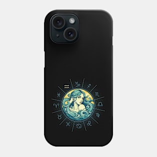 ZODIAC Aquarius - Astrological AQUARIUS - AQUARIUS - ZODIAC sign - Van Gogh style - 12 Phone Case