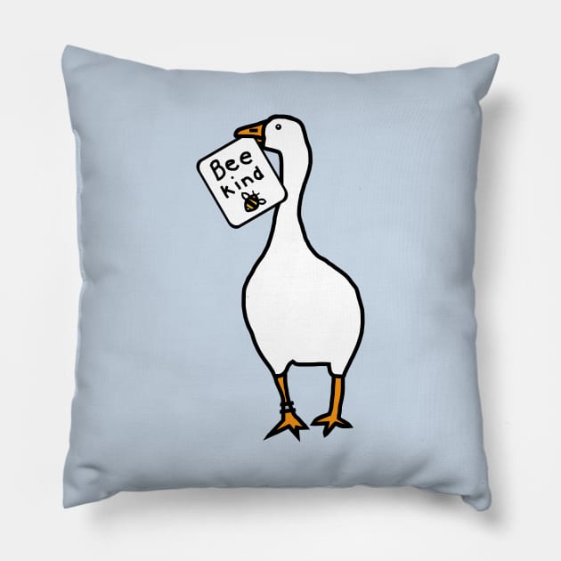 Goose Game Stolen Be Kind Sign Pillow by ellenhenryart