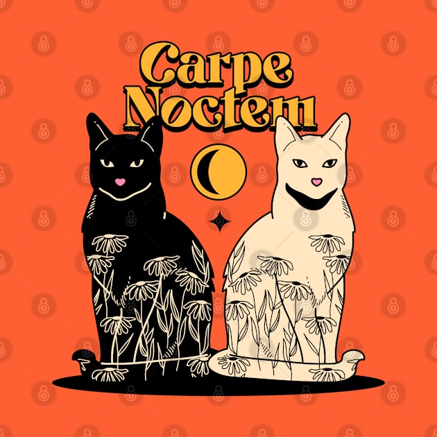 Carpe Noctem Black Cat in orange by The Charcoal Cat Co.