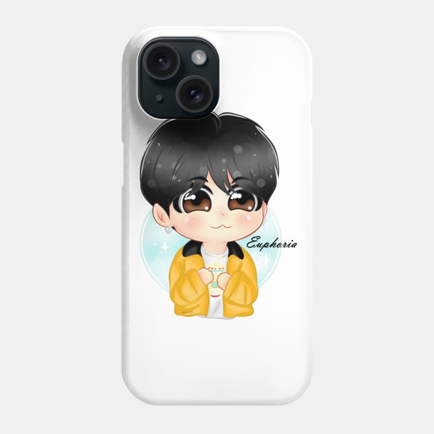 BTS Jungkook Euphoria Chibi Phone Case by SkmArtShop