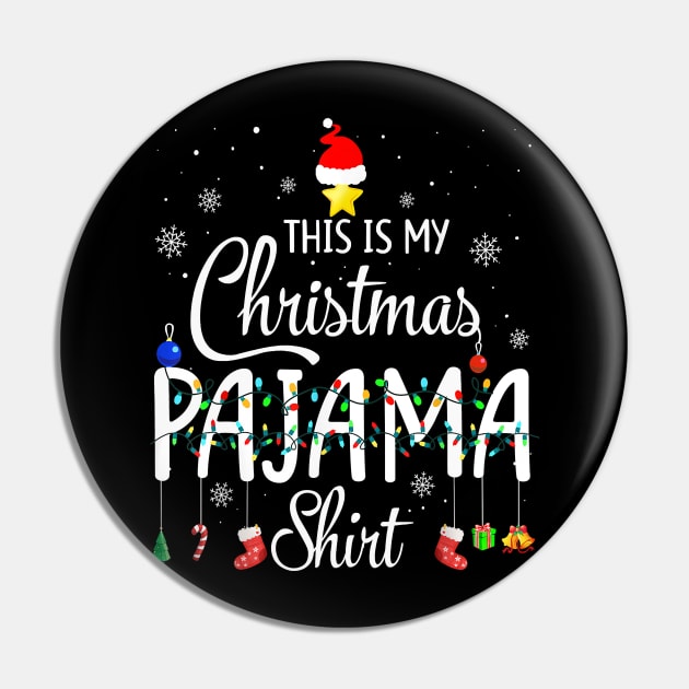 This Is My Christmas Pajama Xmas Lights Funny Holiday Pin by marchizano