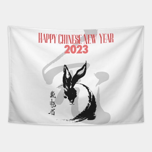 Chinese New Year: Year of the Rabbit 2023, No. 7, Gung Hay Fat Choy Tapestry by Puff Sumo