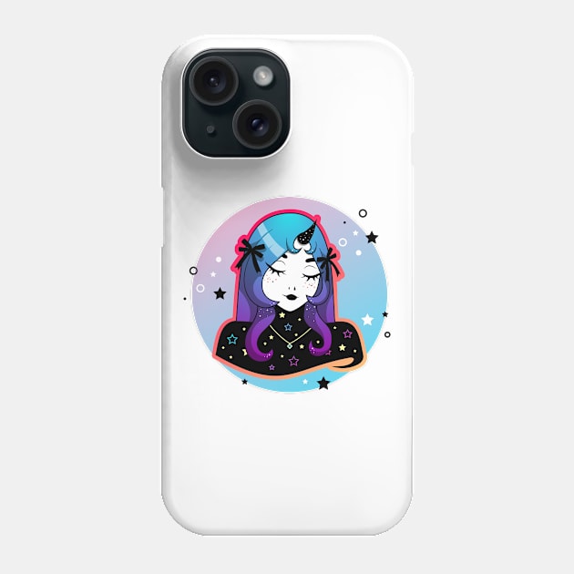 Cute cartoon colorful demon girl Phone Case by Saya Raven