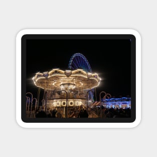 Ferris wheel and merry go round Winter Wonderland Magnet