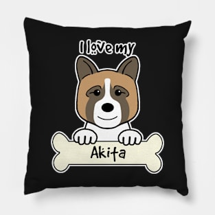 I Love My Akita Pillow