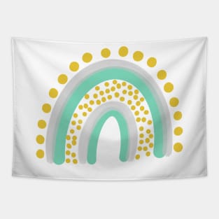 teal and yellow rainbow Tapestry