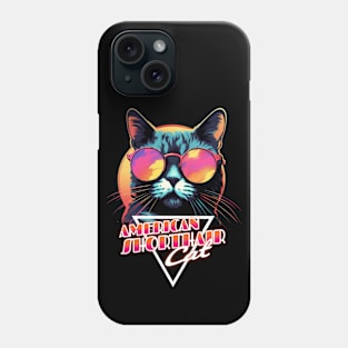 Retro Wave American Shorthair Cat Miami Shirt Phone Case