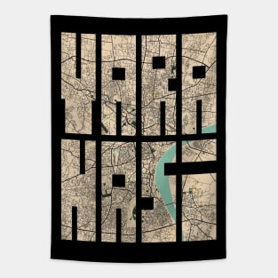 Varanasi, India City Map Typography - Vintage Tapestry