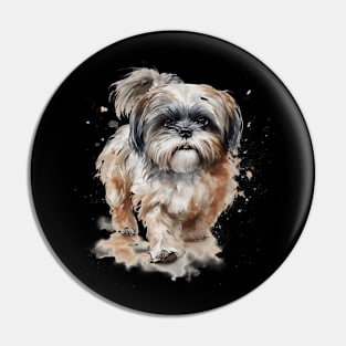 Shih Tzu Watercolor Style Pin