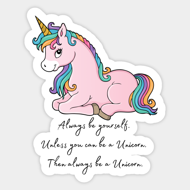 Cute Little Unicorn With Rainbow Hair Unicorn Sticker Teepublic
