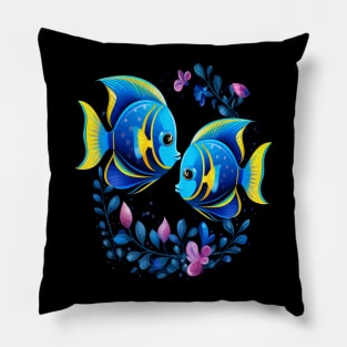 Blue Tang Couple Valentine Pillow