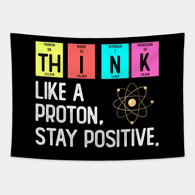 Think Like A Proton Think Positive Tapestry by DragonTees