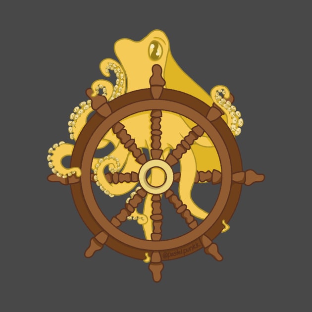 Yellow Ocopus and Ship Wheel by Pastel.Punkk