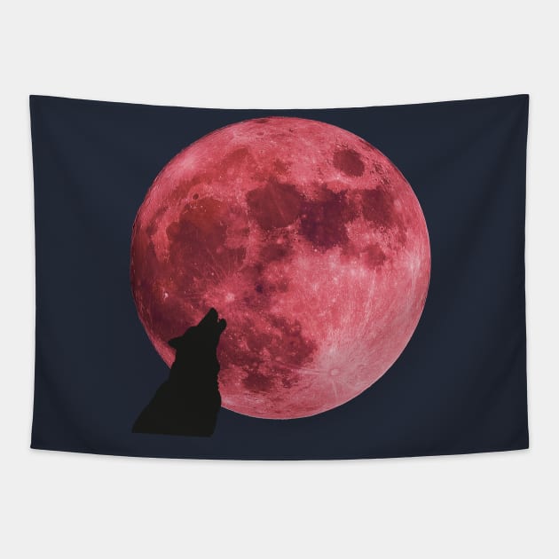 super pink moon wolf Tapestry by tita