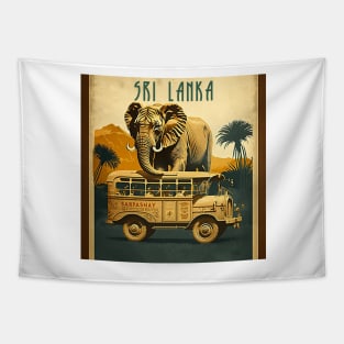 Sri Lanka Safari Vintage Travel Art Poster Tapestry