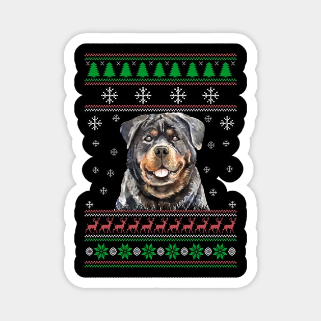 Rottweiler Ugly Christmas Sweater Funny Dog Lover Owner Gifts Magnet by nzbworld